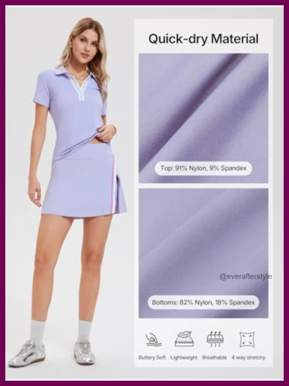 2 Piece Tennis Skirt Set with V-Neck Polo & High Waisted Colorblock Skort for